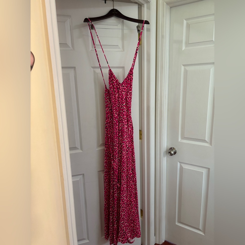 11 Honore Pink and White Polka Dot Maxi Dress